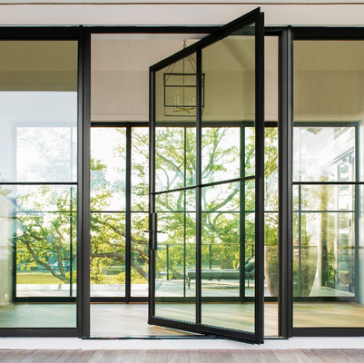 Séparations en verre en aluminium isolées ultra claires pour la porte de pivot de ressort