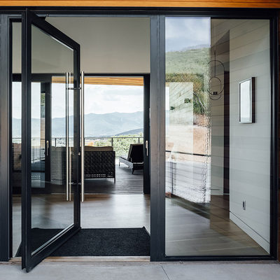 Séparations en verre en aluminium isolées ultra claires pour la porte de pivot de ressort