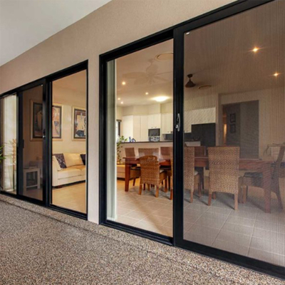 Porte de verre trempé isolée par cadre en aluminium avec la porte Ascenseur-coulissante de preuve d'ouragan