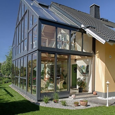 Chambres en verre en aluminium étanche à double porte coulissante et conception de serre