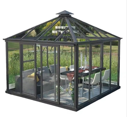 Chambre en verre en aluminium étanche Serre préfabriquée avec des caractéristiques de taille personnalisées