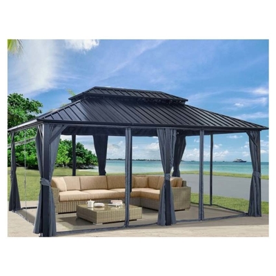 Chambre portable avec toit en verre trempé en poudre en aluminium finition lisse