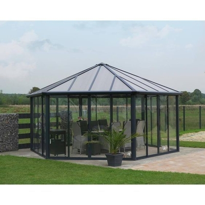 Chambre portable avec toit en verre trempé en poudre en aluminium finition lisse