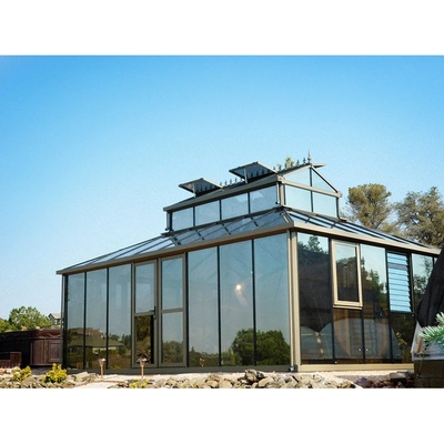Taille personnalisée Petite salle de verre 4 saisons Chambre de jardin d'hiver Chambre de soleil en aluminium en gris