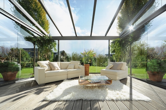 Le toit polygone moulé dans le jardin d'hiver maison en verre avec surface lisse et verre trempé