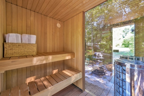 Chambres solaires avec verre transparent et porte double coulissante