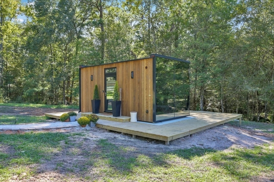 Chambres solaires avec verre transparent et porte double coulissante